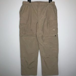 The North Face Convertible Cargo Hiking Pants/Shorts 100% Nylon XXL Khaki